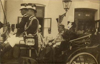 Mounted Guards Lead Archduke Joseph's Carriage to the Station, The Old Railway Station, Novi Sad, 12 May 1913