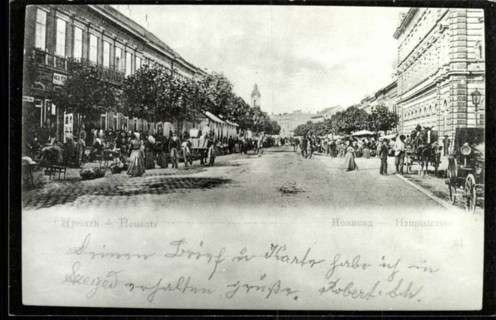Wagons and Vendors Crowd the Main Street, Zmaj Jovina Street, Novi Sad, 1900