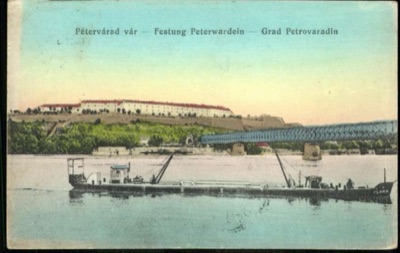Petrovaradin Fortress, with the Railway Bridge and the Boat Klara, by September 1916