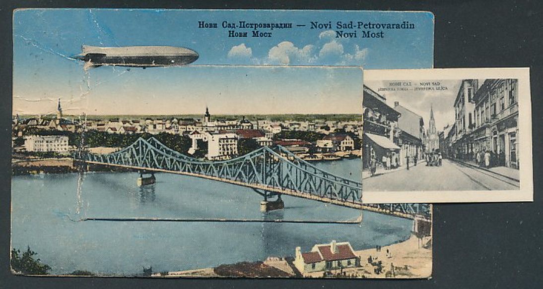 Zeppelin above the new bridge, Prince Tomislav Bridge, Novi Sad, 1933