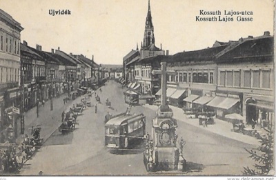 Kossuth Lajos Street, with the electric tram, Zmaj Jovina Street, Novi Sad, 1910