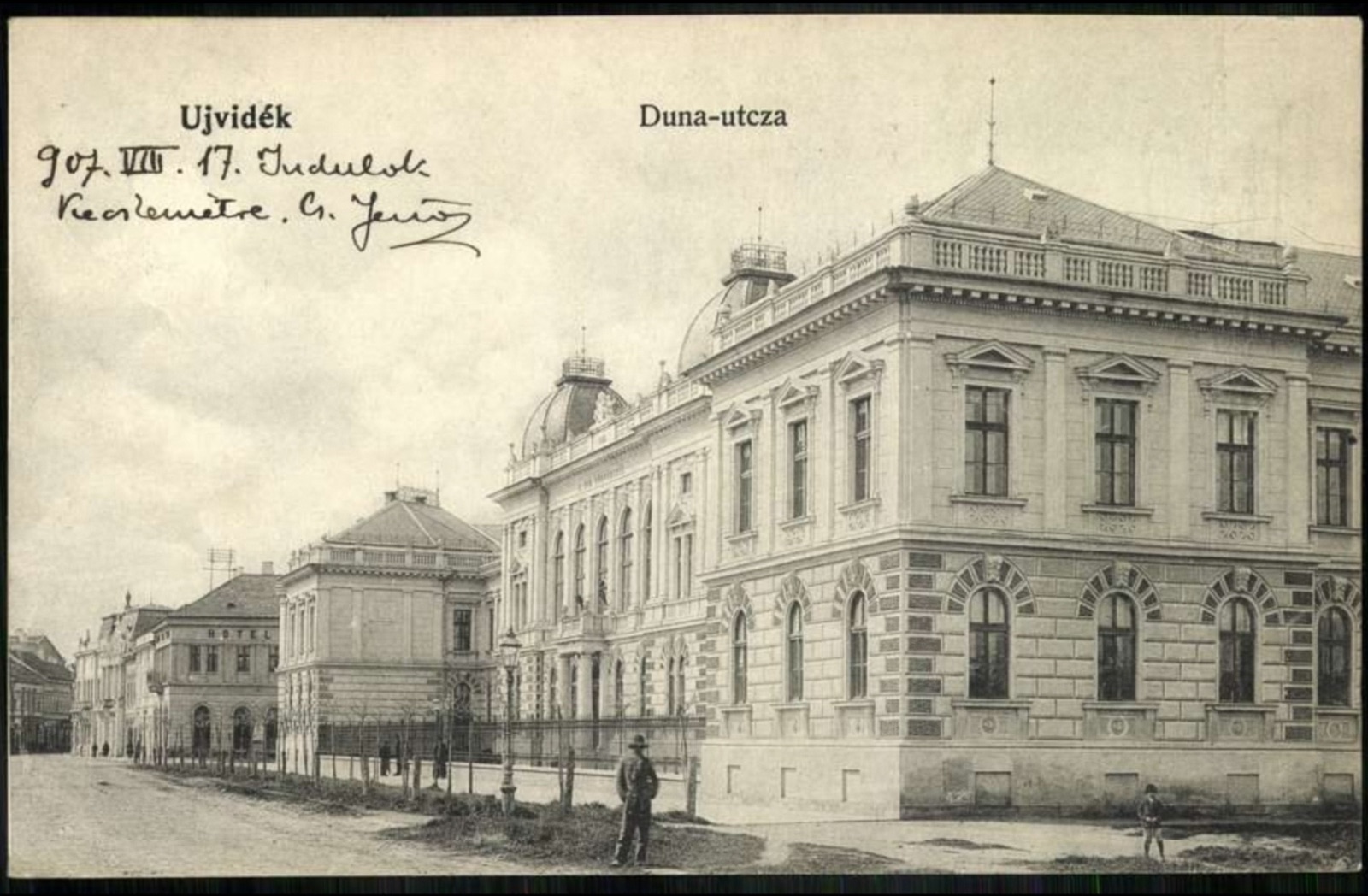 Danube Street, with the Tram Passing Nikola Ivković's Shop, Dunavska Street, Novi Sad, by August 1907