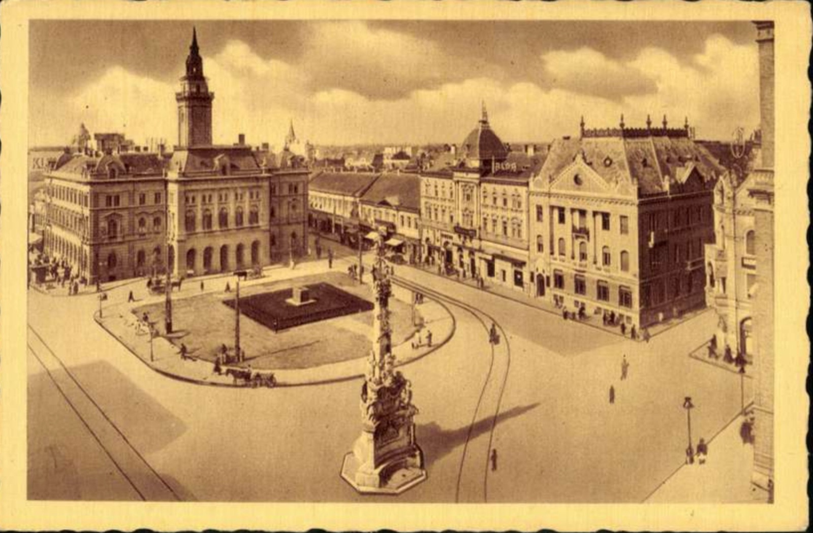 Der Hauptplatz von Neusatz von oben, ein zweiter Abzug derselben Ansicht, Stadthaus, 1896–1918