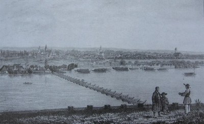 On the Danube bank, Pontoon Bridge, Novi Sad, before 1883