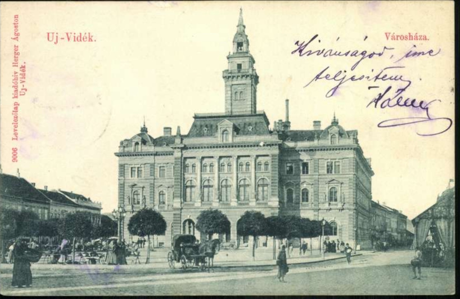 Ратуша, перед ней толпа, Городская ратуша, Нови-Сад, к сентябрю 1900