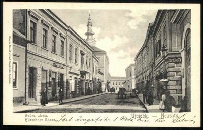 Furriers' Street, a Woman Carrying a Load, Toward the Church Spire, Pašićeva Street, Novi Sad, 1896–1918