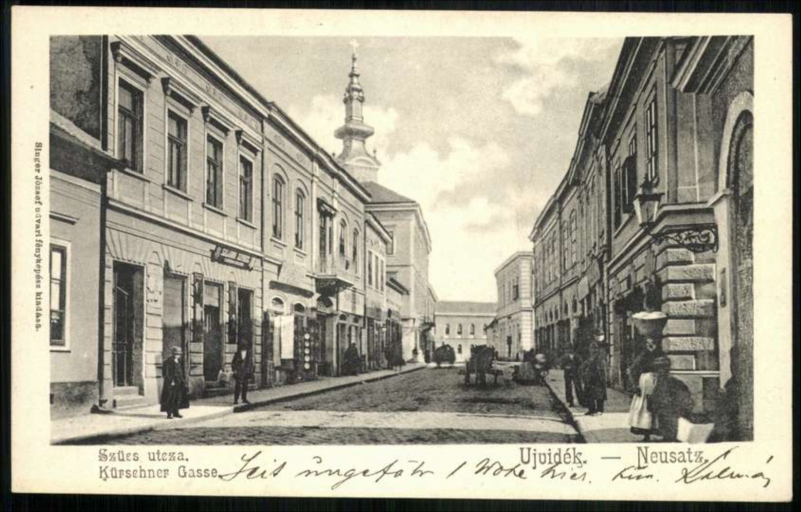 Furriers' Street, a Woman Carrying a Load, Toward the Church Spire, Pašićeva Street, Novi Sad, 1896–1918