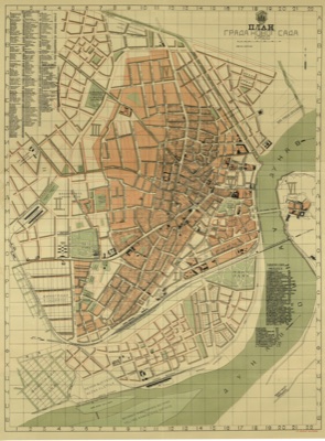 Plan of Novi Sad with the city arms, 1929