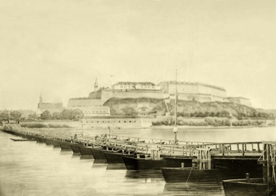 The pontoon bridge below the fortress, Novi Sad, before 1918