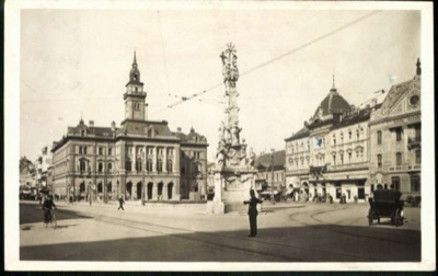 National Flag Square, with a policeman directing traffic, Liberty Square, Novi Sad, 1941–1945