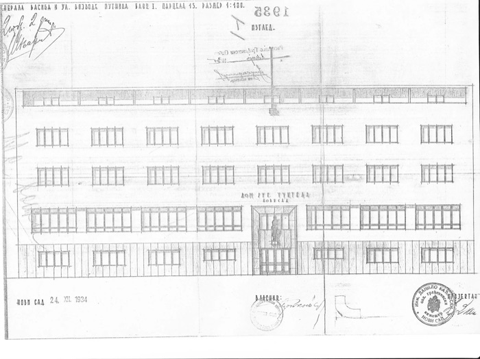 Elevation of the Yugoslav Teachers' Home, Novi Sad, 24 December 1934