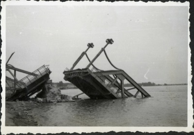 Two Collapsed Spans at the Broken Pier, 1941, Prince Tomislav Bridge, Novi Sad