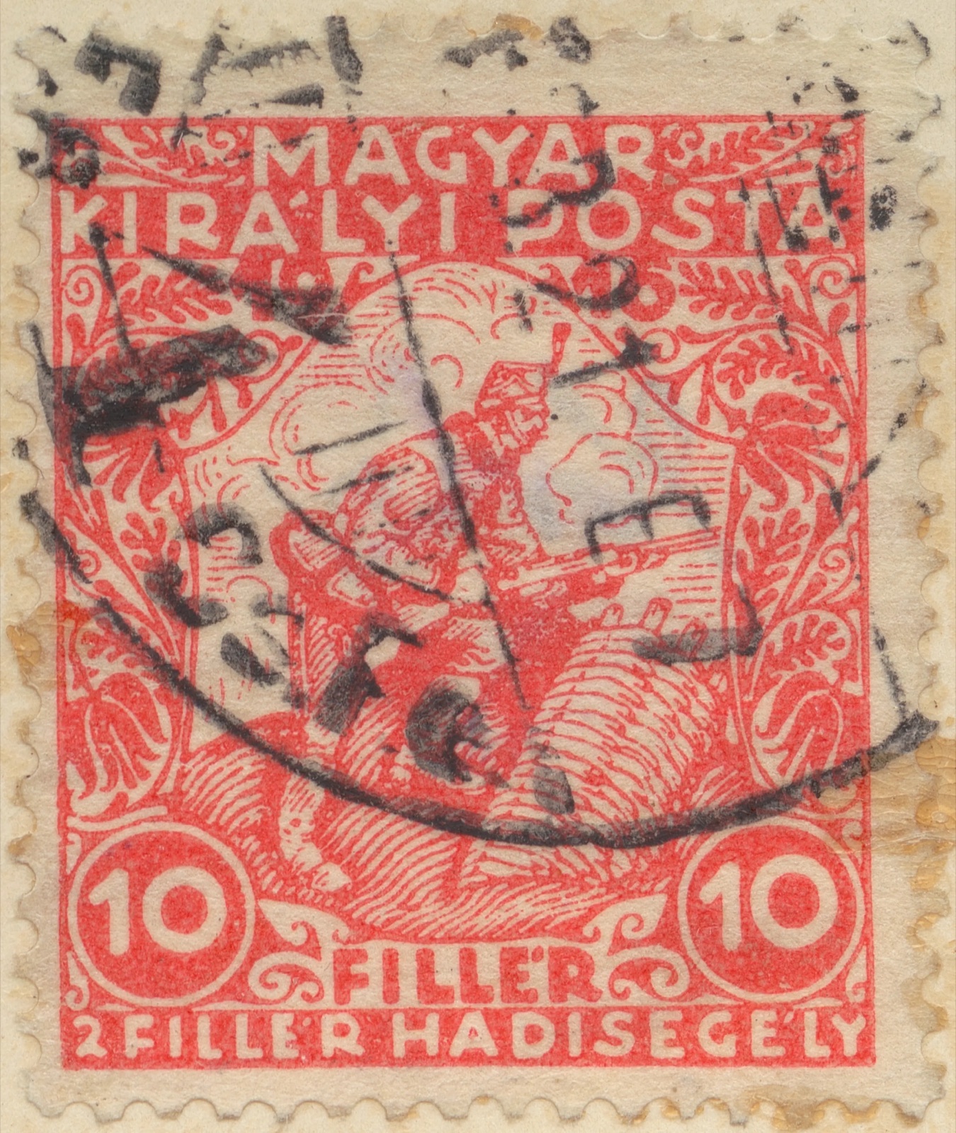 Zehn-Filler-Kriegshilfemarke Ungarns, 1916, Neusatz
