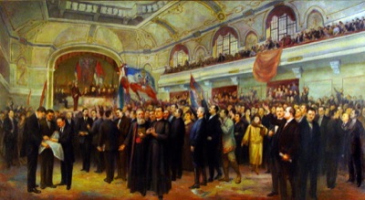 The Great People's Assembly of 1918, painted by Anastas Bocarić, Grand Hotel Mayer, Novi Sad, 1922–1923