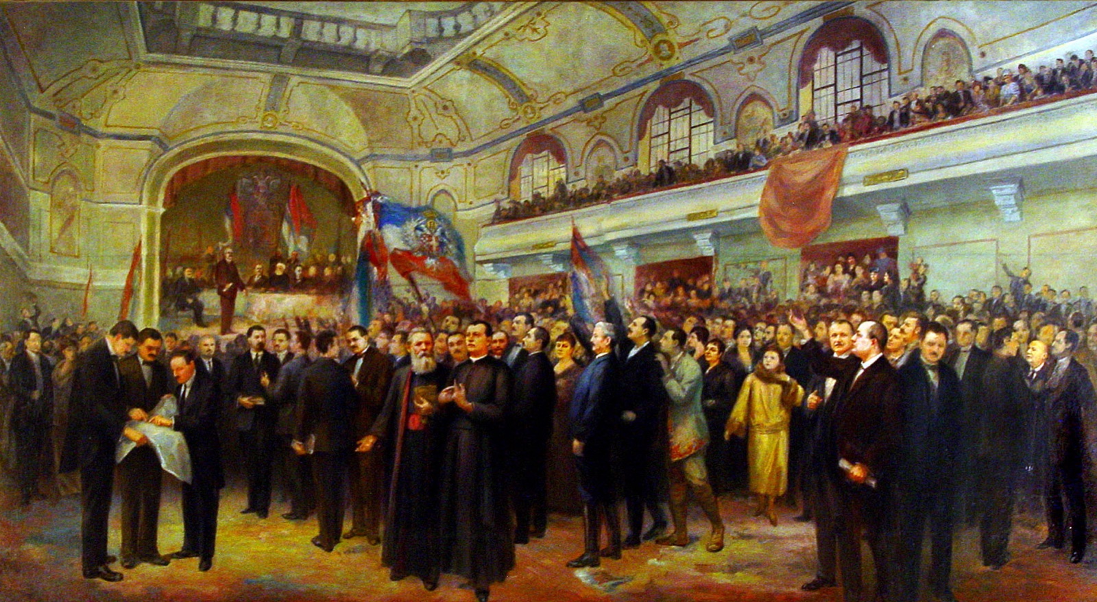 The Great People's Assembly of 1918, painted by Anastas Bocarić, Grand Hotel Mayer, Novi Sad, 1922–1923