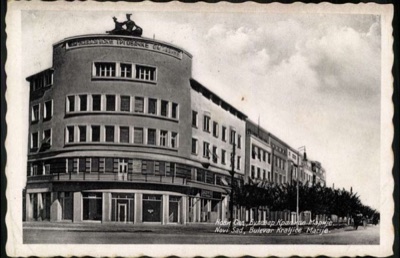 The Commercial Youth Association Building on Queen Mary Boulevard, The Merchant Youths' Home, Novi Sad, by April 1941