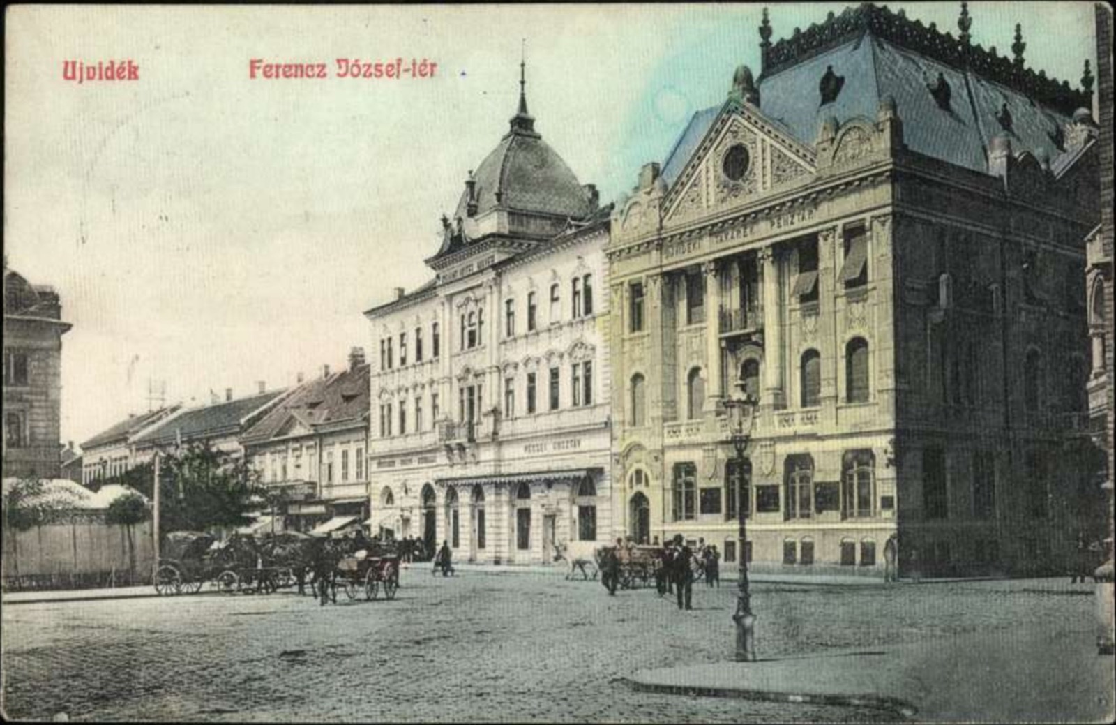 Franz Joseph Square, the Savings Bank and a Domed Hotel, Liberty Square, Novi Sad, by April 1910