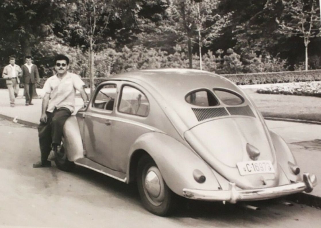 A Volkswagen parked above the river, Danube Park, Novi Sad, 1959