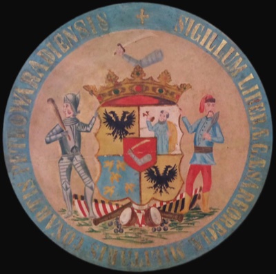 Painted seal of the free military community of Petrovaradin, Novi Sad, 1751–1918