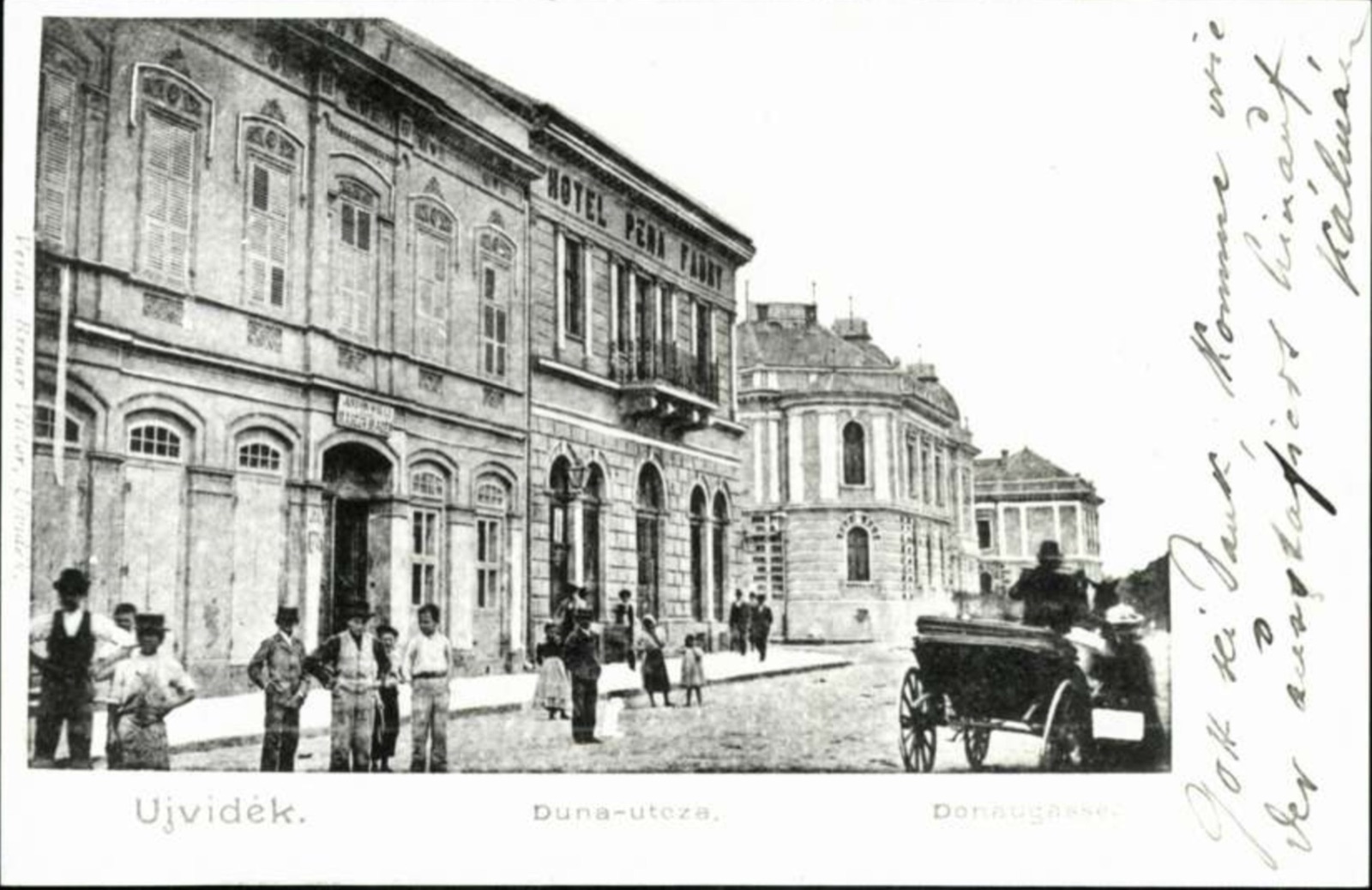 Duna Street, with the Hotel Pera Fabry sign, Dunavska Street, Novi Sad, 1896–1918