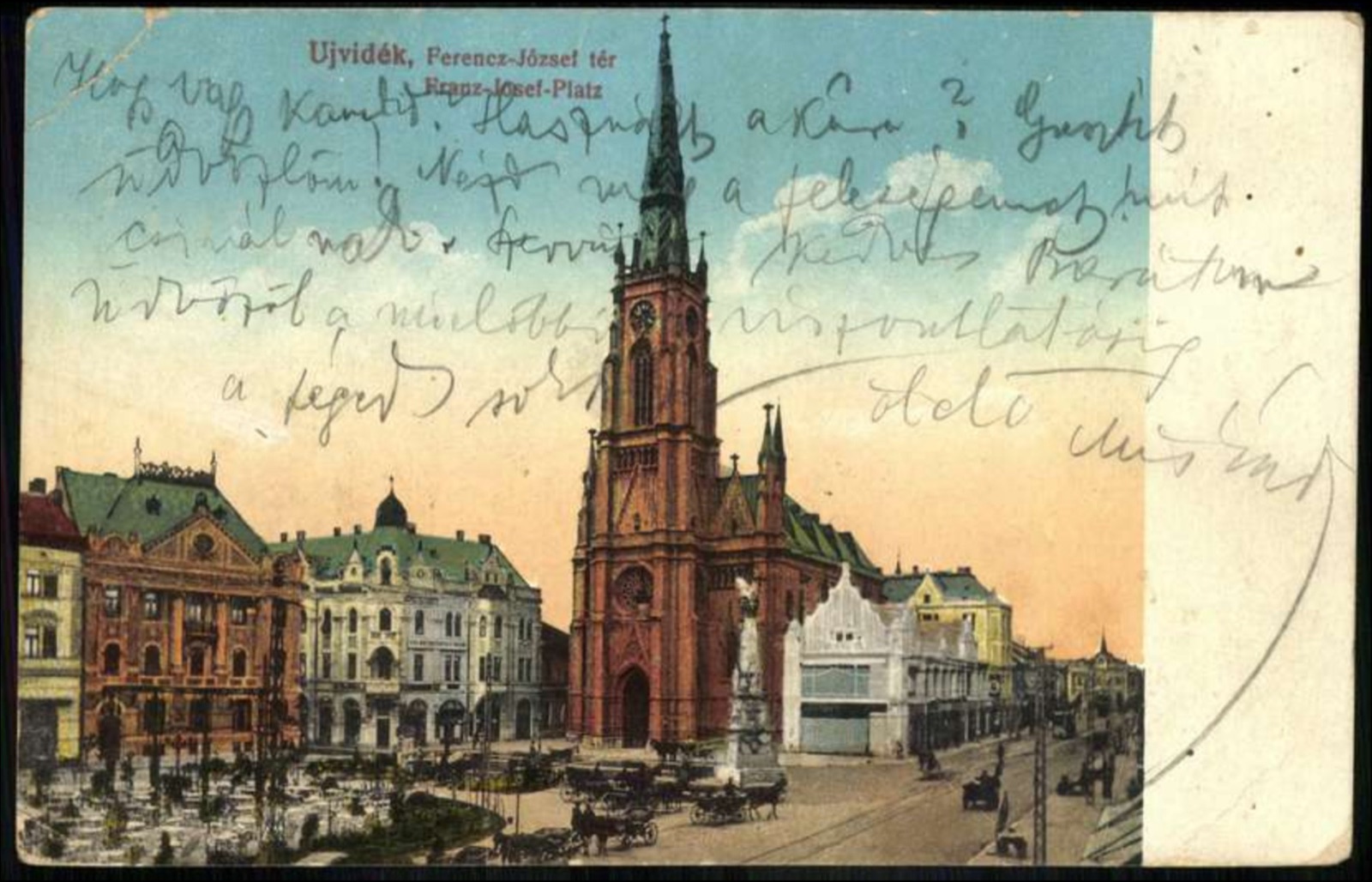 Franz Joseph Square, a Message Written Across the Sky, Name of Mary Church, Novi Sad, 1915