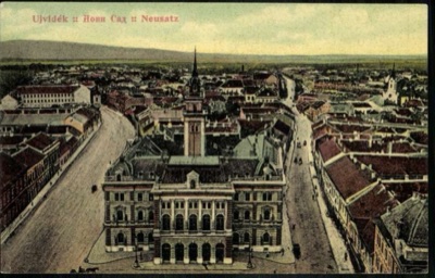 Tinted View Down the Avenue Toward the Clock Tower, 1908, Town Hall, Novi Sad