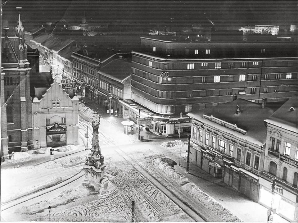 The square under snow, Liberty Square, Novi Sad, 1941–1944