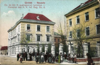 The Sixth Infantry Regiment Barracks, a Crowd at the Gate, King Peter I Military Barracks, Novi Sad, 1896–1918