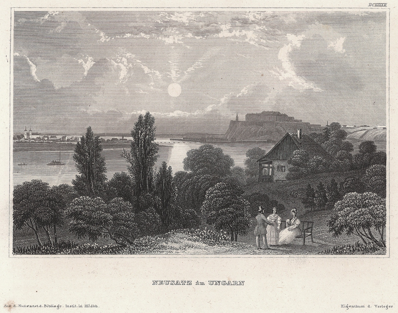Neusatz in Hungary, from the Bibliographisches Institut, Petrovaradin, Novi Sad, 1850