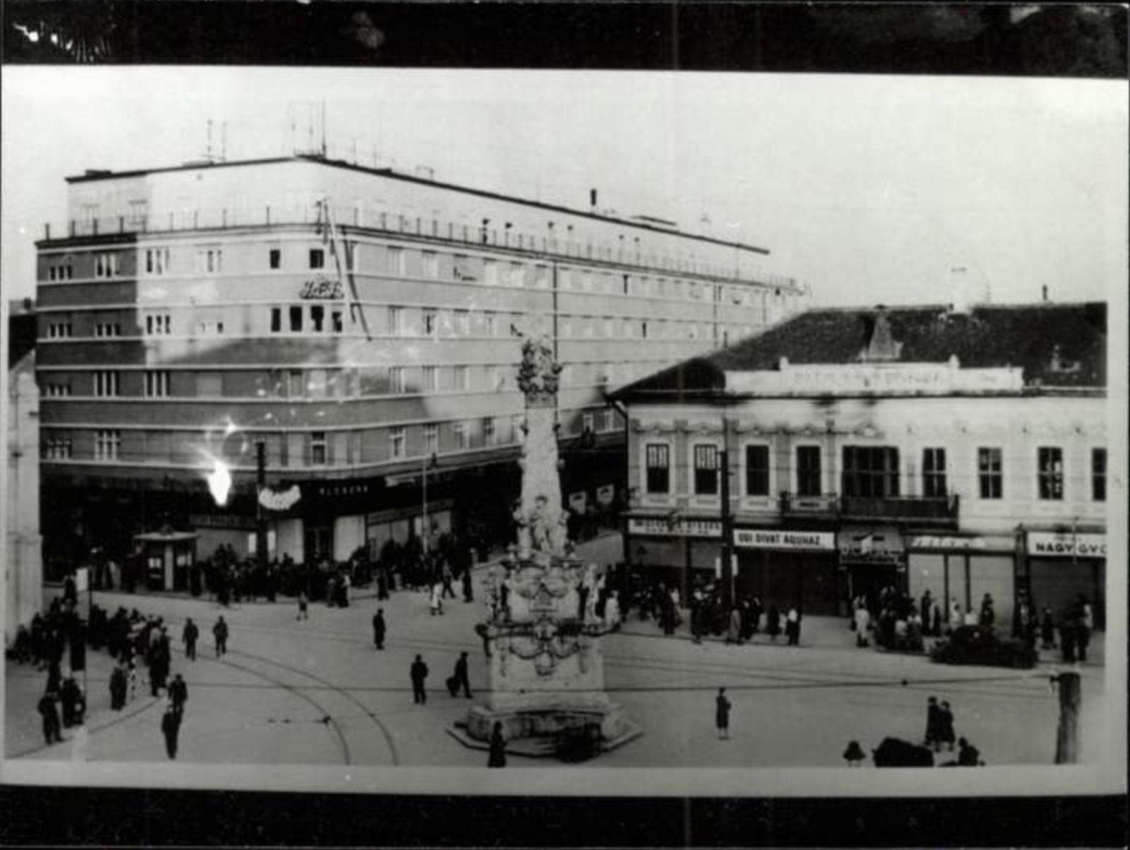 An Elevated View of the Square, a Modern Block Beside the Column, Liberty Square, Novi Sad, 1941.