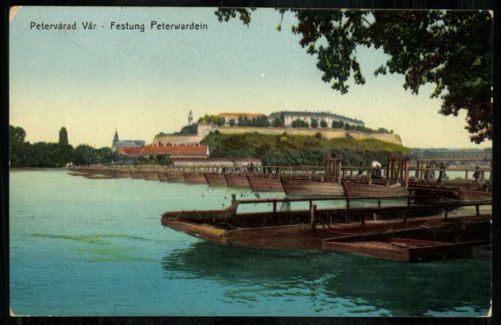 Petrovaradin Fortress, seen past the riverside trees, 1934.