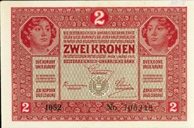 Two-kronen note of the Austro-Hungarian Bank, 1917, Novi Sad