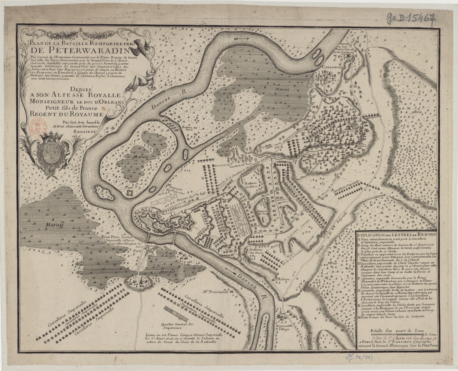 Plan of the victory won near Petrovaradin by the imperial army in August 1716, Petrovaradin Fortress