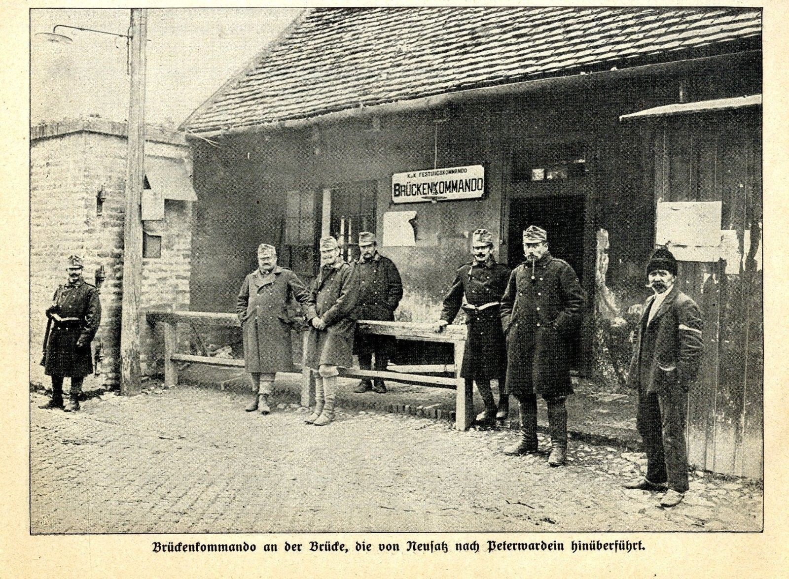 Bridge Command at the Novi Sad to Petrovaradin Crossing, Pontoon Bridge, 1914