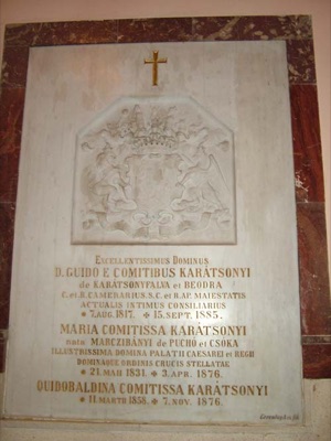 The Karátsonyi memorial tablet, The Marczibányi-Karácsonyi Palace, Sremska Kamenica, after 1885