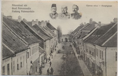 Main Street, Petrovaradin, on a Central Powers wartime postcard, Novi Sad, 1917