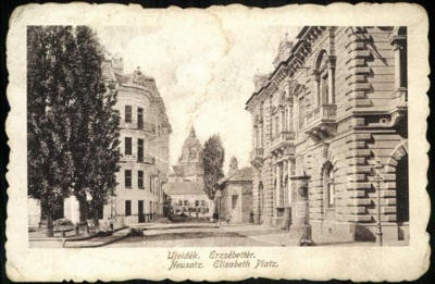 Elizabeth Square, a Corner Tower and a Church Spire Beyond, Elisabeth Square, Novi Sad, by March 1918