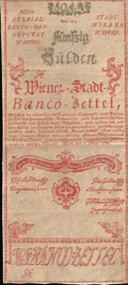 Fifty-gulden note of the Vienna City Bank, 1762, Novi Sad