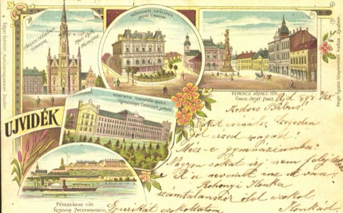 A Five-View Postcard of Novi Sad, Petrovaradin and Kamenica, Name of Mary Church, August 1898