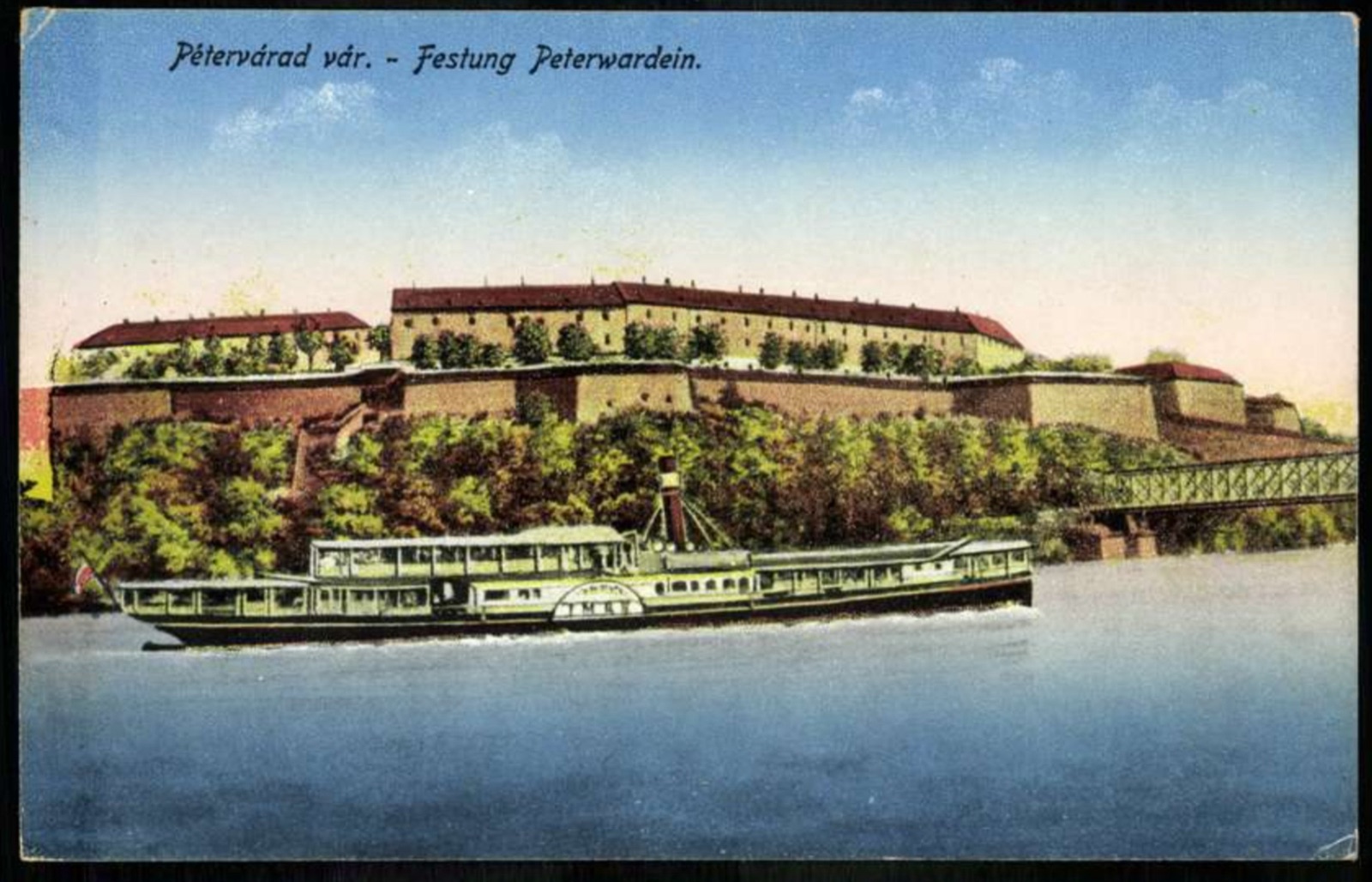 A Paddle Steamer Passing Petrovaradin, the Railway Bridge Beyond, Petrovaradin Fortress, 1896–1918