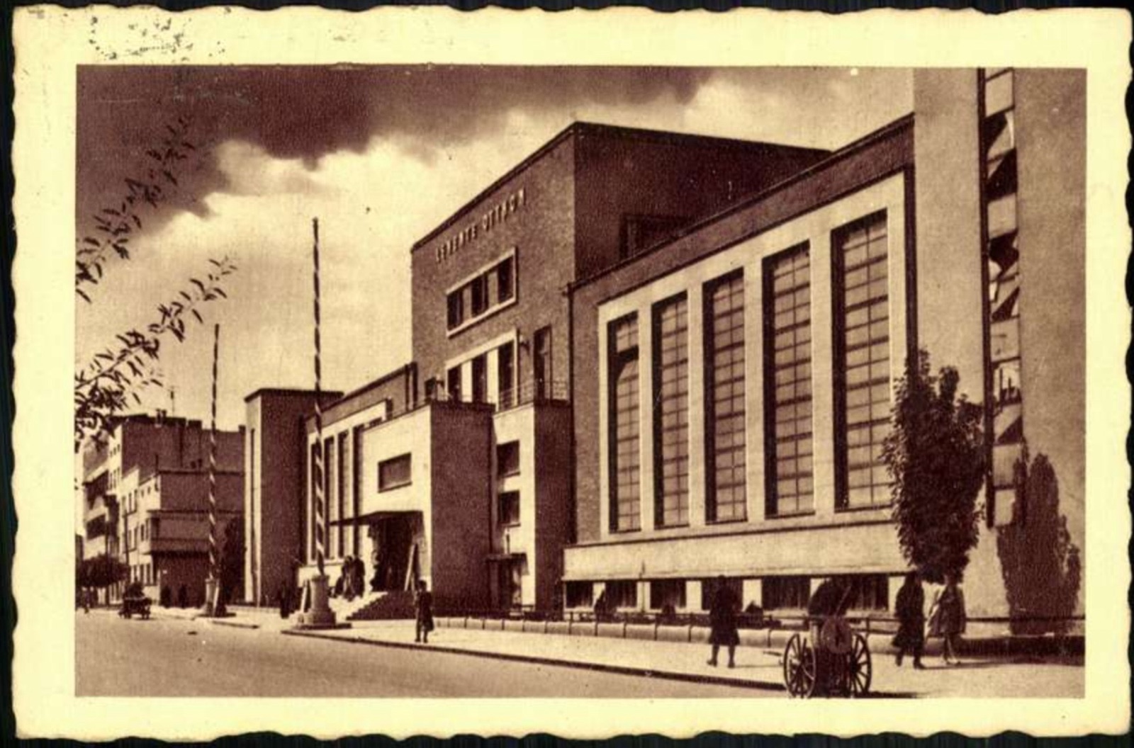 An Art Deco Building, a Horse Cart and Bicycle Below, Novi Sad, The Sokol Hall, 1919–1941