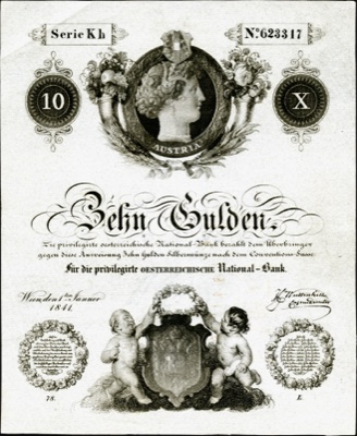 Ten-gulden note of the National Bank, Vienna, 1841, Novi Sad