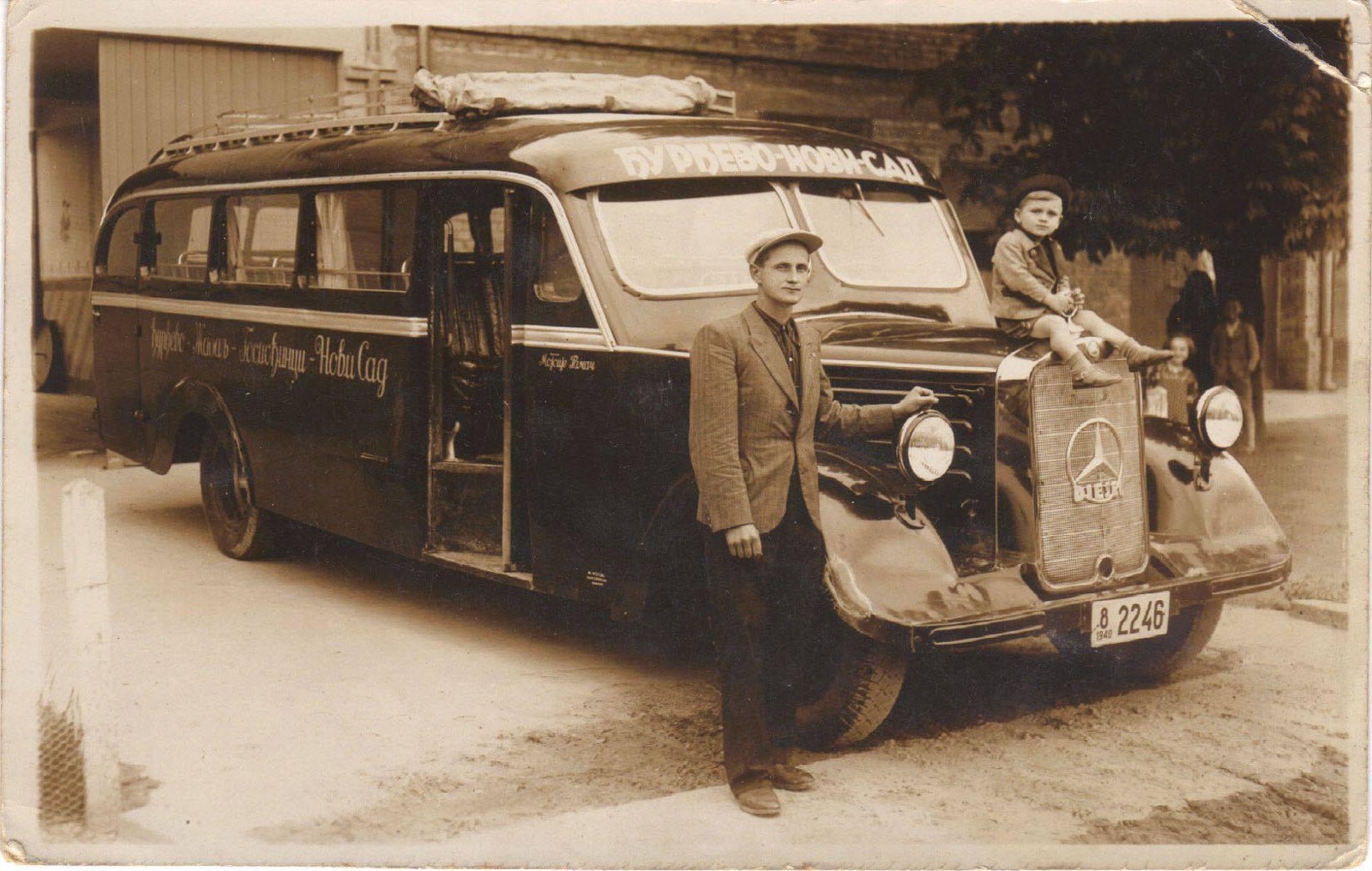 The Djurdjevo bus and its driver, Novi Sad, 1930s