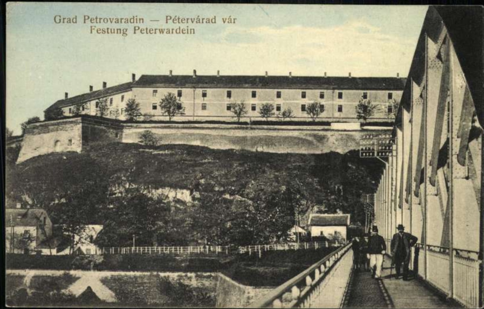 Looking across the bridge to Petrovaradin Fortress, Franz Josef Bridge, Novi Sad, by March 1915