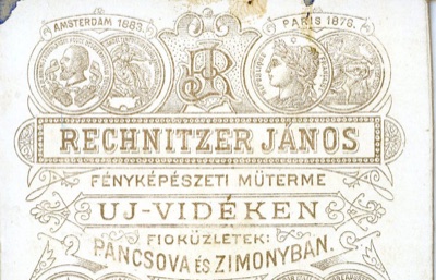 Rechnitzer's studio card, with its branches, Novi Sad, after 1883