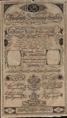 Twenty-five-gulden note of the Vienna City Bank, 1806, Novi Sad