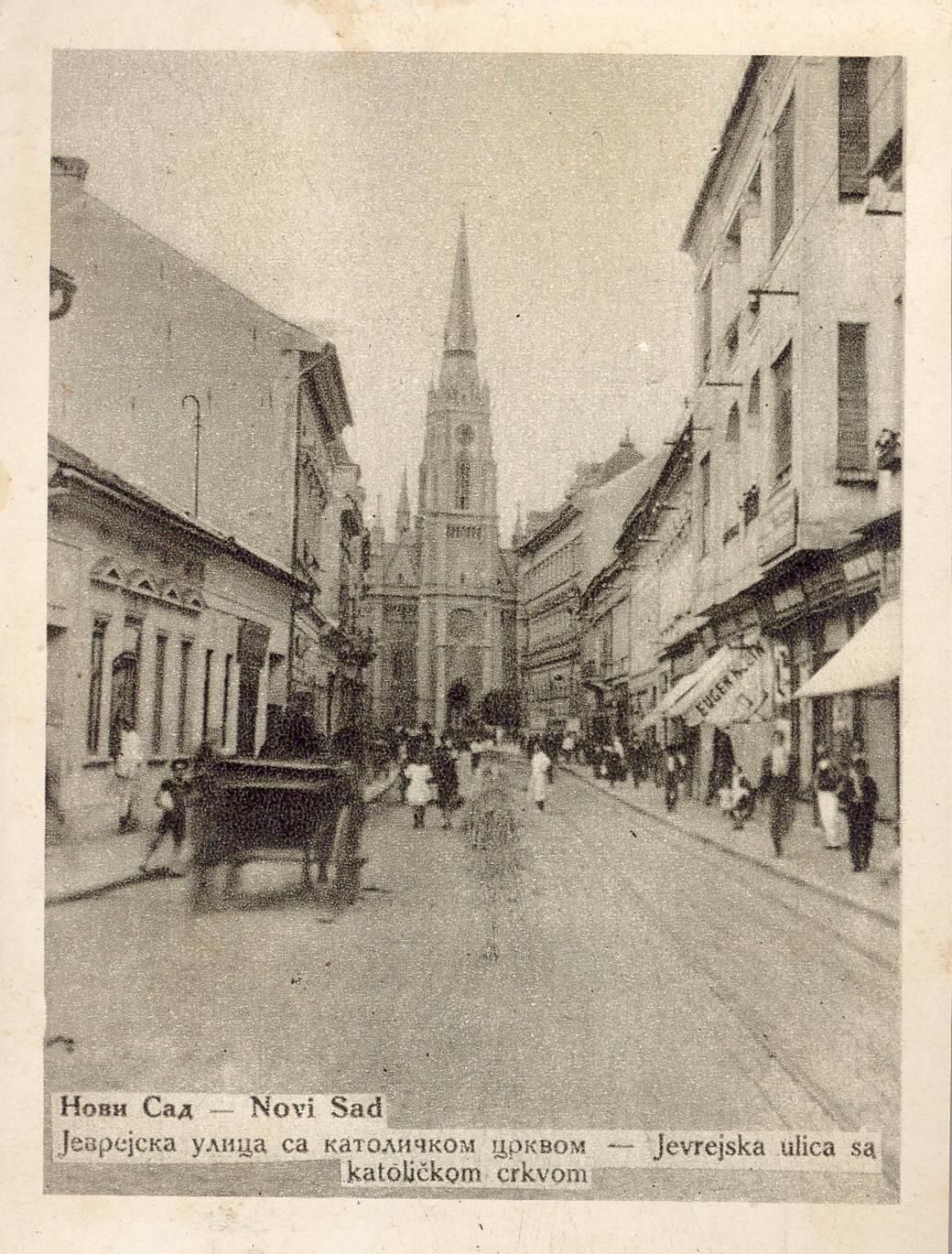 A covered wagon in the street, Jewish Street, Novi Sad, 1920s