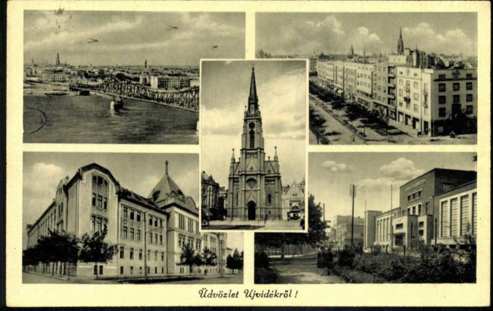 Пет призора: авиони изнад реке и црквени торањ, Црква Имена Маријиног, Нови Сад, до маја 1942.