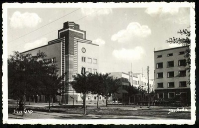 Modernist Tower Building With Trees Along the Street, 1937, Workers' Home, Novi Sad