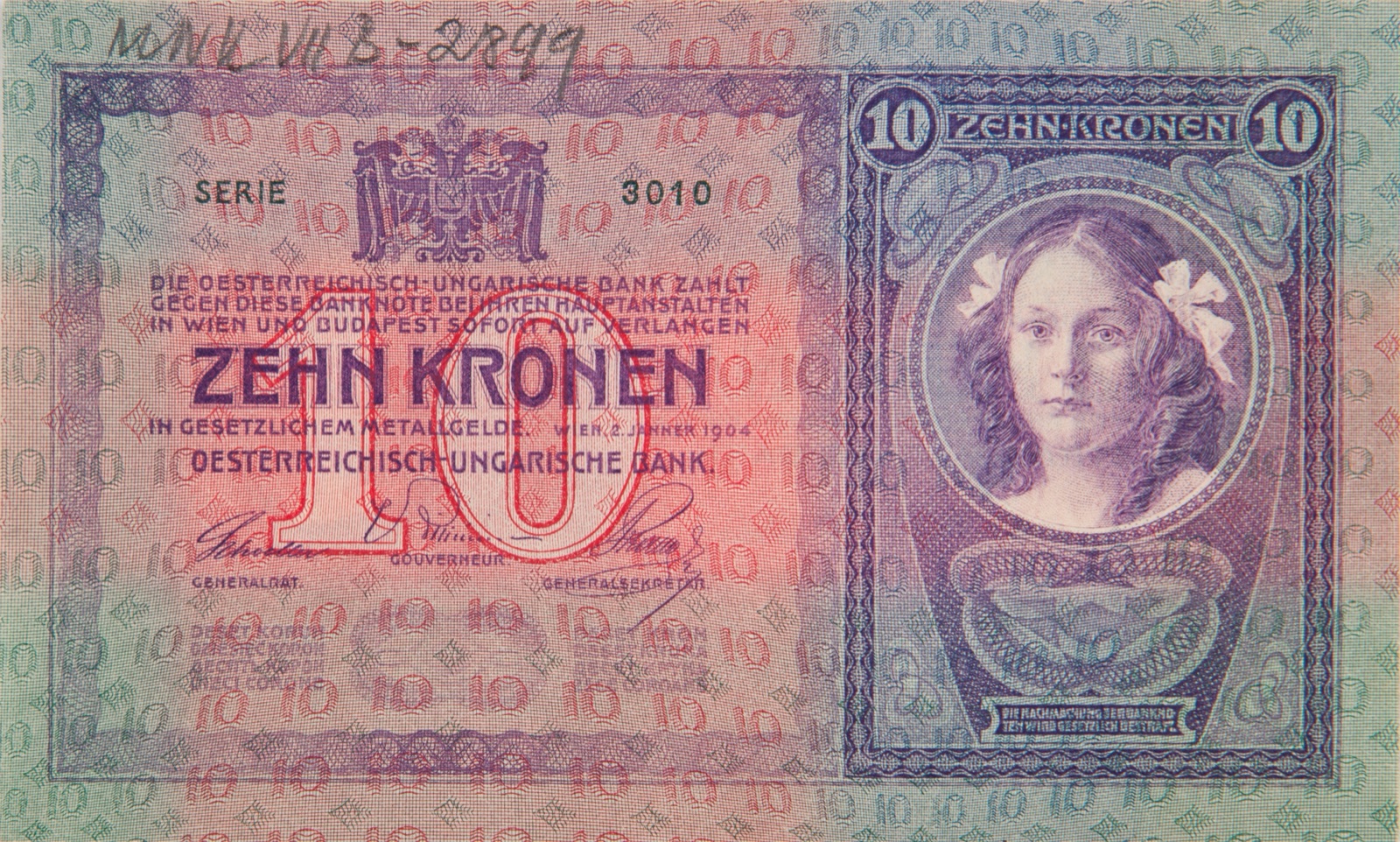 Ten-kronen note of the Austro-Hungarian Bank, 1904, Novi Sad